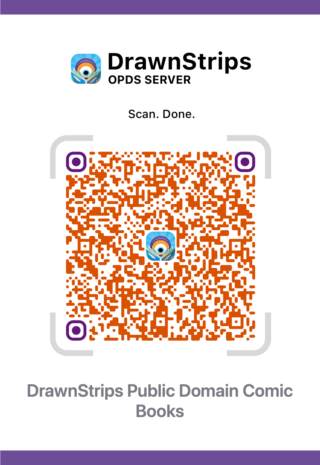 QR code for DrawnStrips public domain comics OPDS server